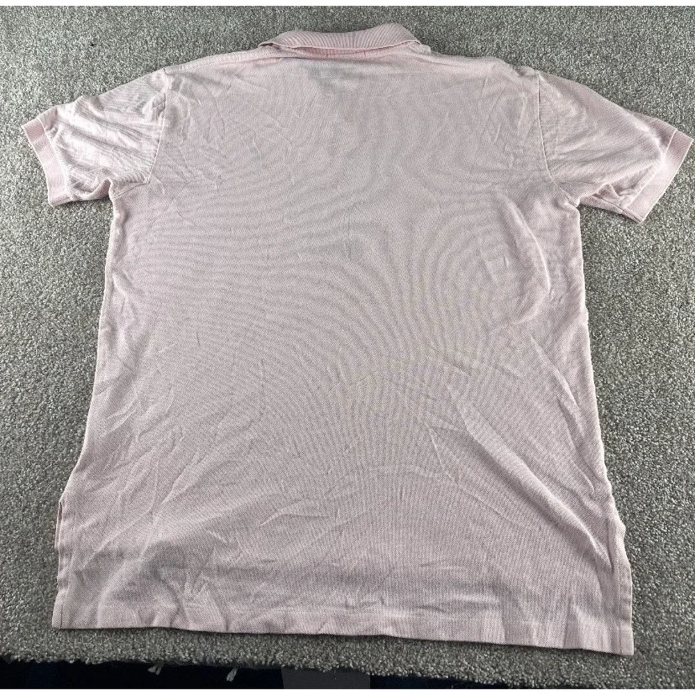 Polo Ralph Lauren Solid Pink Polo Shirt Mens L Blue Pony Cotton Preppy Classic
